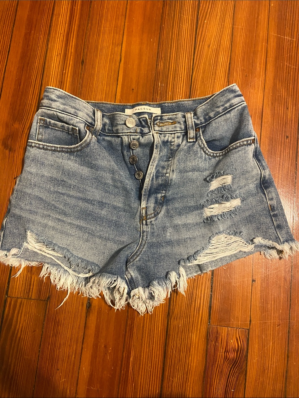 PacSun Light Wash Distressed High-Rise Denim Shorts